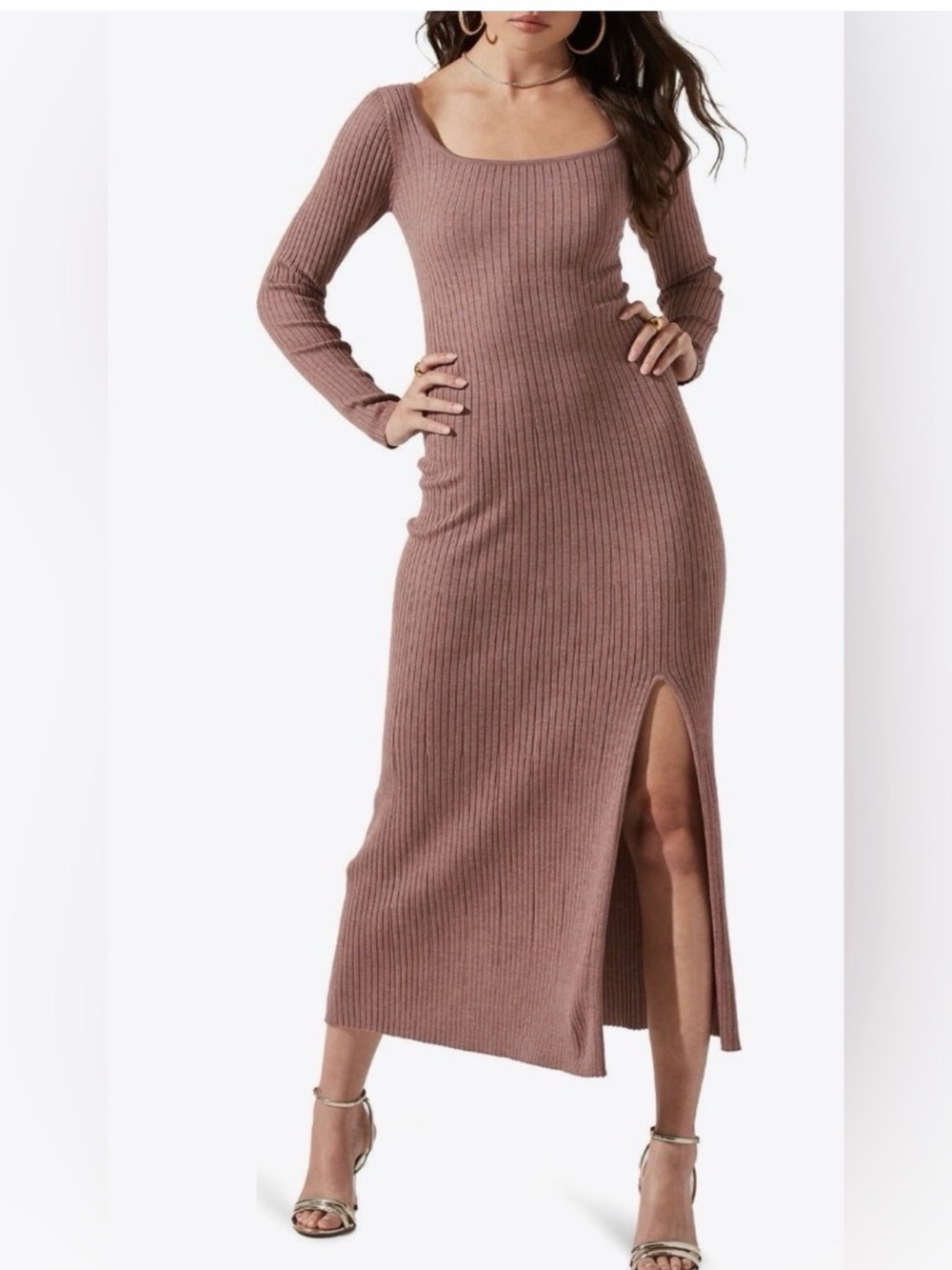 ASTR The Label Ribbed Maxi Sweater Dress Small